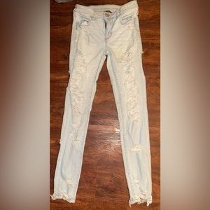 American Eagle Outfitters, distressed skinny jeans size 0.